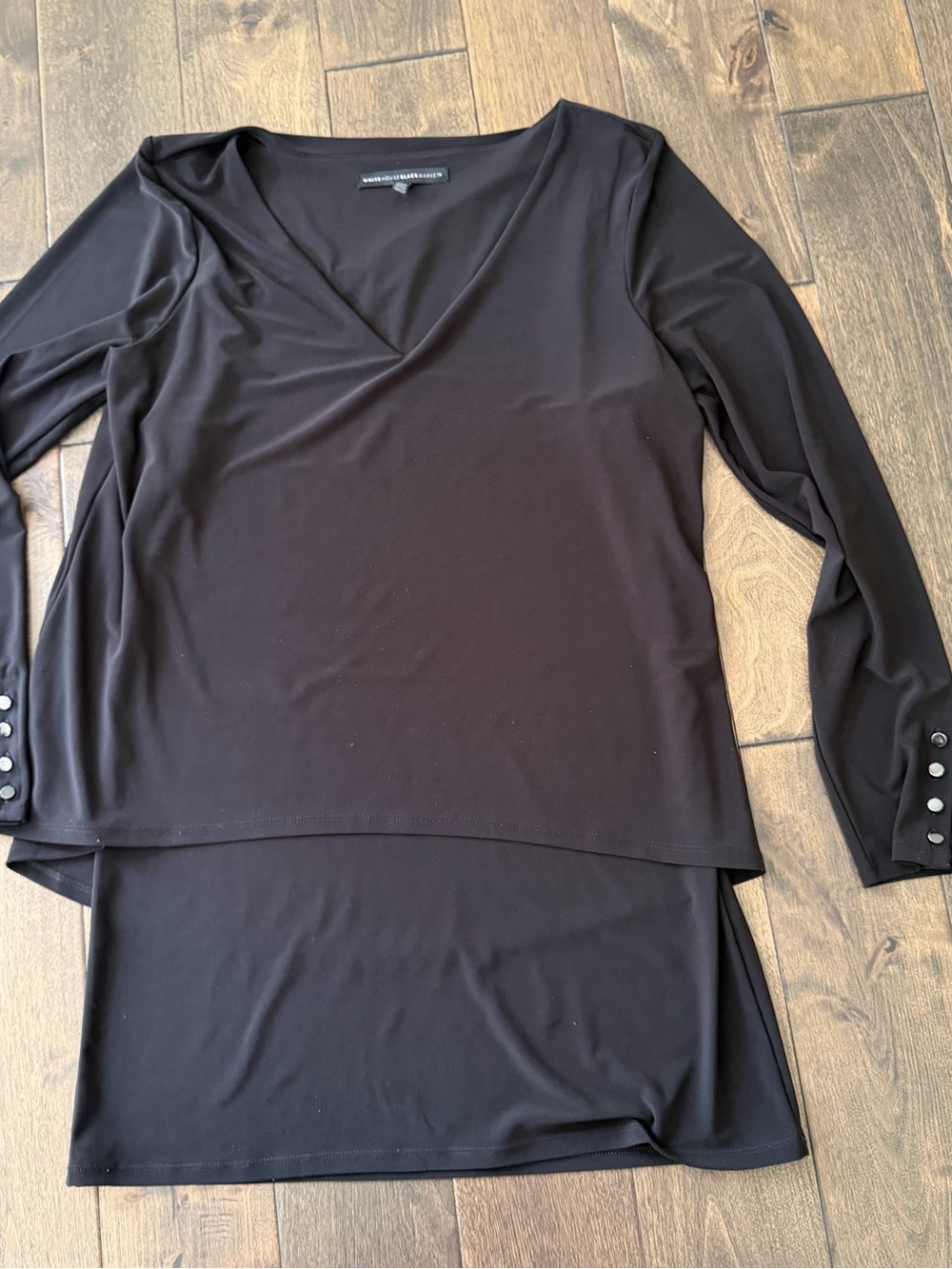 White House Black Market Black V-Neck Layered Long Sleeve tunic
